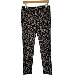 Tulle Womens Black‎ Beige Lace Rose Print Stretch Leggings Pants Size M